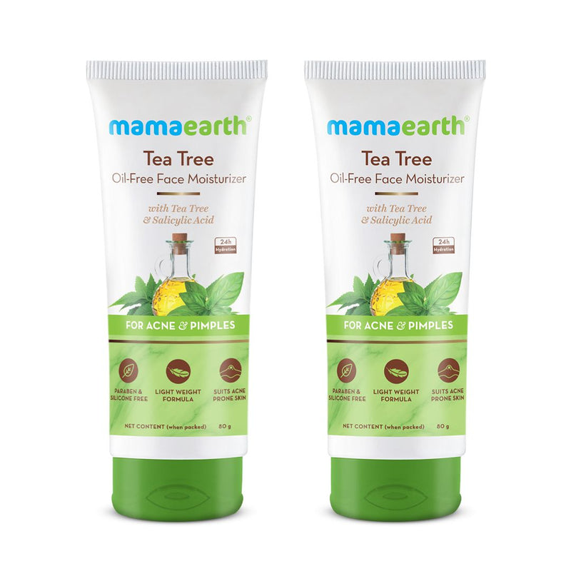 Mamaearth Tea Tree Oil-Free Face Moisturizer with Tea Tree and Salicylic Acid for Acne and Pimples, 80 ml (Pack of 2) - Buy from Indicrest