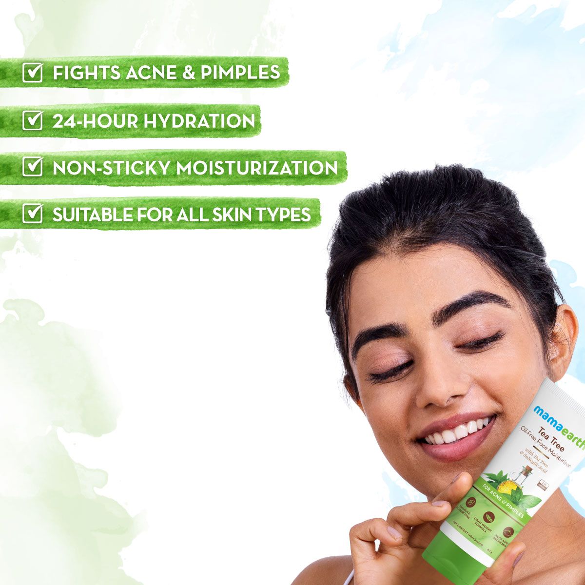 Mamaearth Tea Tree Oil-Free Face Moisturizer with Tea Tree and Salicylic Acid for Acne and Pimples, 80g - Image 2 - Buy from Indicrest
