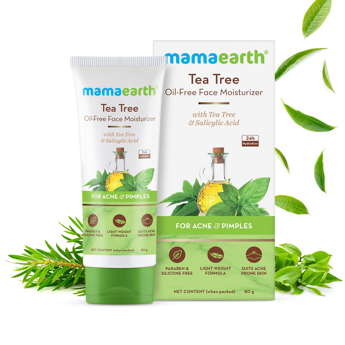 Mamaearth Tea Tree Oil-Free Face Moisturizer with Tea Tree and Salicylic Acid for Acne and Pimples, 80g - Buy from Indicrest