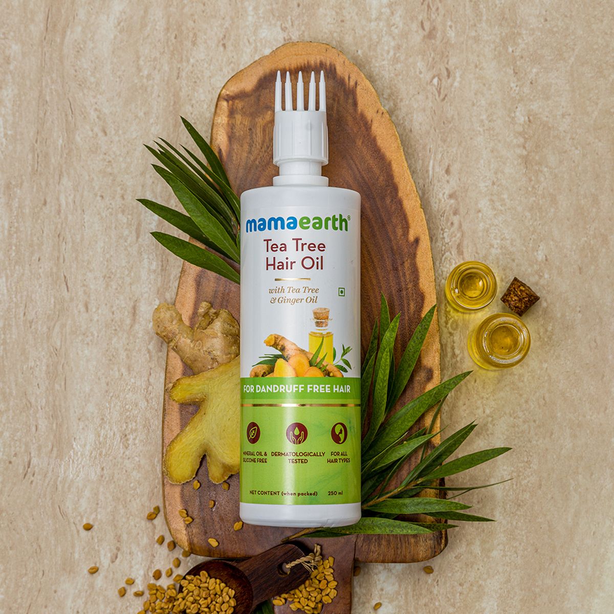 Mamaearth Tea Tree Hair Oil with Tea Tree and Ginger Oil for Dandruff Free Hair, 250ml - Image 2 - Buy from Indicrest