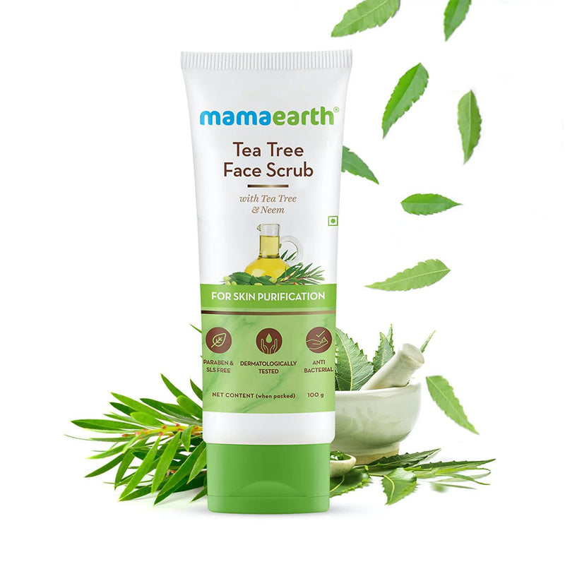Mamaearth Tea Tree Face Scrub with Tea Tree and Neem for Skin Purification, 100g - Buy from Indicrest
