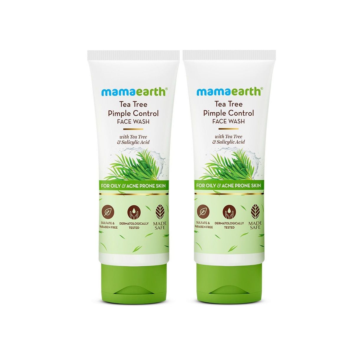 Mamaearth Tea Tree Pimple Control Face Wash with Tea Tree & Salicylic for Oily & Acne-Prone Skin, Pack of 2, 100ml X 2 - Buy from Indicrest