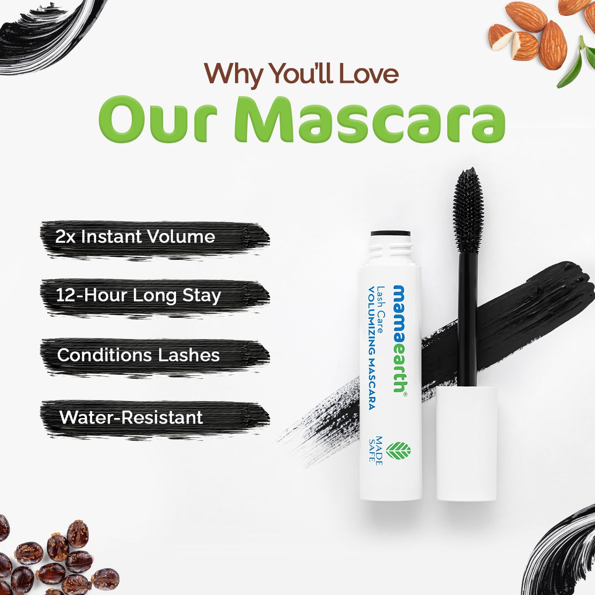 Mamaearth Lash Care Volumizing Mascara with Castor Oil & Almond Oil for 2X Instant Volume, 13g - Image 3 - Buy from Indicrest