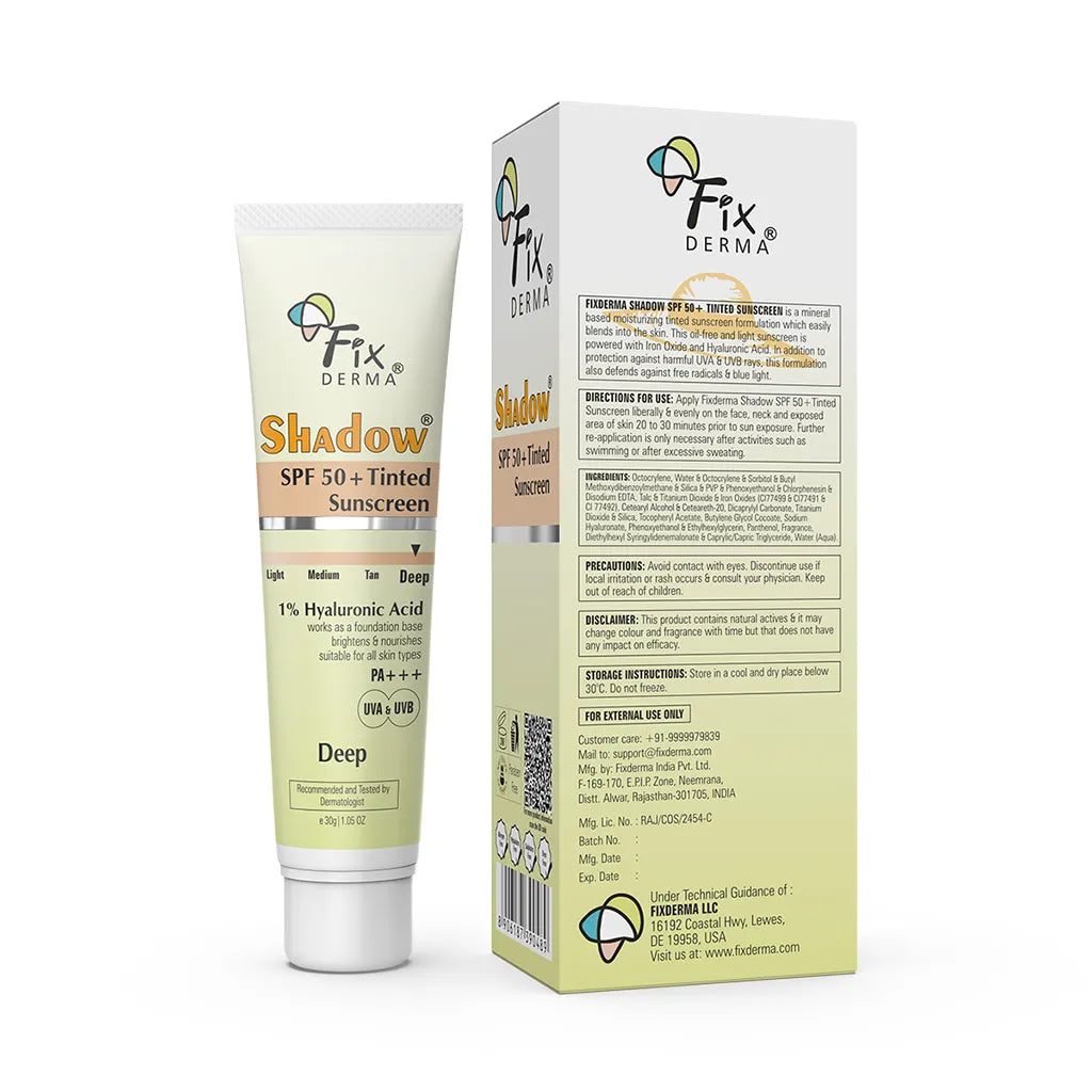 Fixderma Shadow SPF 50+ Tinted Sunscreen | 1% Hyaluronic Acid sunscreen, available in four flexible shades, 30g - Image 17 - Buy from Indicrest