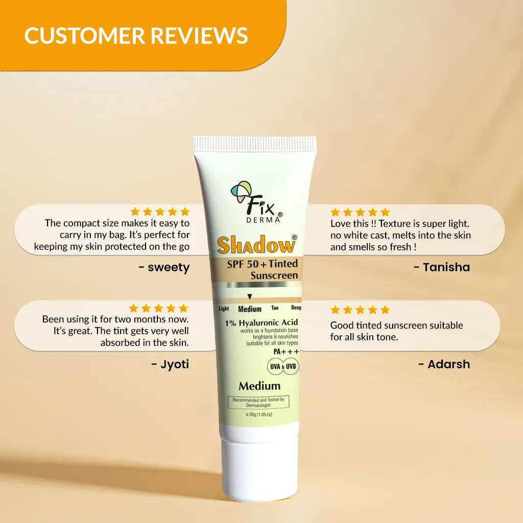 Fixderma Shadow SPF 50+ Tinted Sunscreen | 1% Hyaluronic Acid sunscreen, available in four flexible shades, 30g - Image 9 - Buy from Indicrest