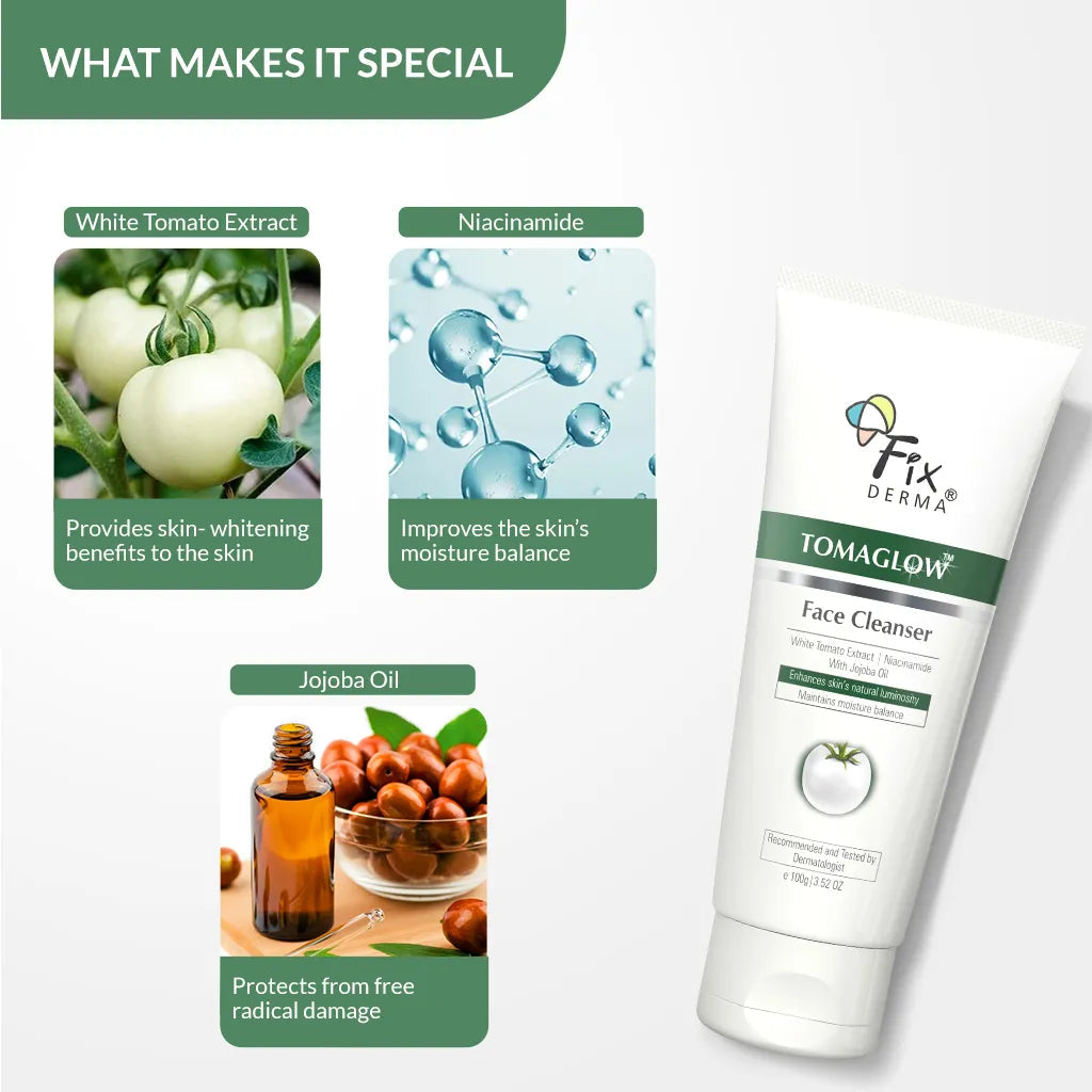 Fixderma Tomaglow Brightening Face Cleanser | Gently Cleanses and Brightens the Skin, 100g - Image 2 - Buy from Indicrest