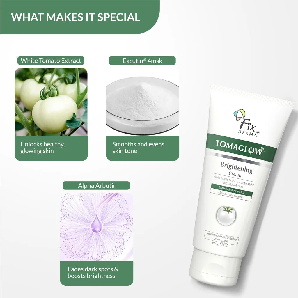 Fixderma Tomaglow Brightening Cream | Effectively Removes Tan & Brightens skin, 50g - Image 2 - Buy from Indicrest