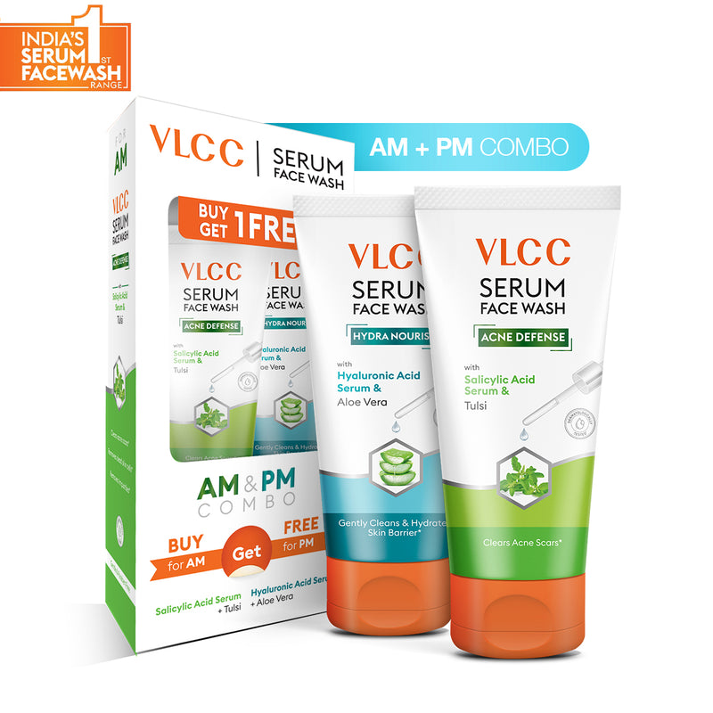 VLCC Salicylic Acid and Tulsi Serum Face Wash for AM and Aloe Vera Serum Face Wash for PM - Buy from Indicrest