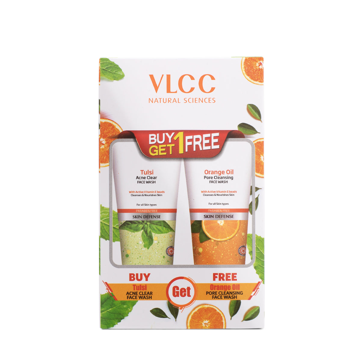 VLCC Tulsi Acne Clear Face Wash with FREE Orange Oil Pore Cleansing Face Wash - with Buy One Get One - 300 ml - Image 3 - Buy from Indicrest