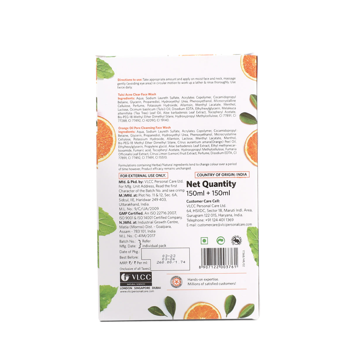 VLCC Tulsi Acne Clear Face Wash with FREE Orange Oil Pore Cleansing Face Wash - with Buy One Get One - 300 ml - Image 9 - Buy from Indicrest