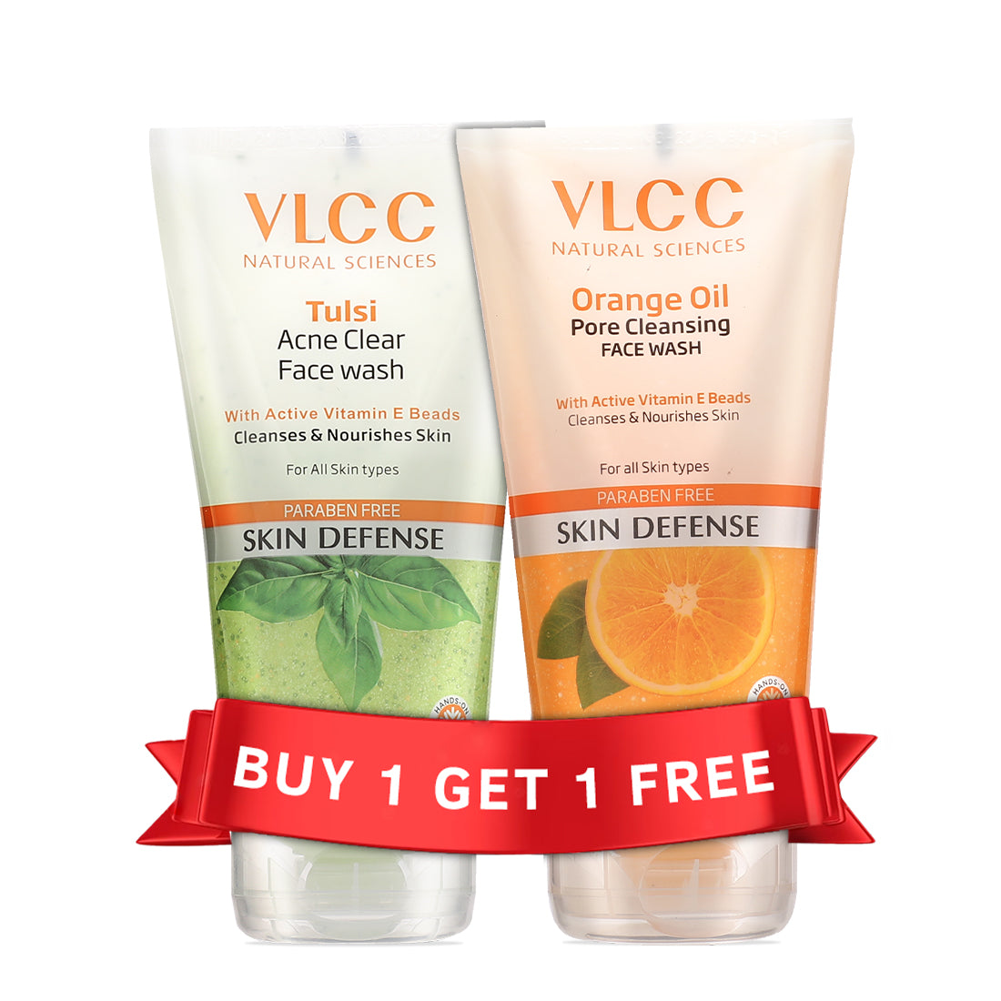 VLCC Tulsi Acne Clear Face Wash with FREE Orange Oil Pore Cleansing Face Wash - with Buy One Get One - 300 ml - Buy from Indicrest