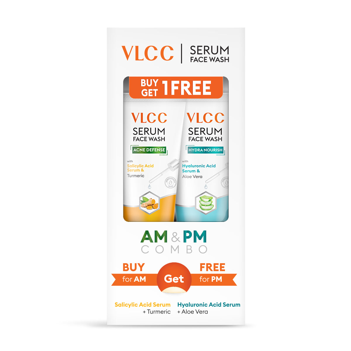VLCC Salicylic Acid and Turmeric Serum Face Wash for AM and Aloe Vera Serum Face Wash for PM - Image 3 - Buy from Indicrest