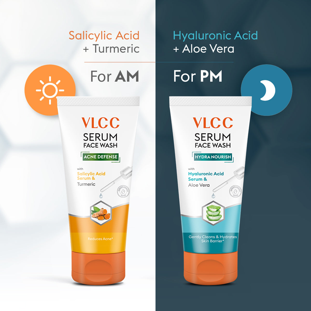 VLCC Salicylic Acid and Turmeric Serum Face Wash for AM and Aloe Vera Serum Face Wash for PM - Image 4 - Buy from Indicrest