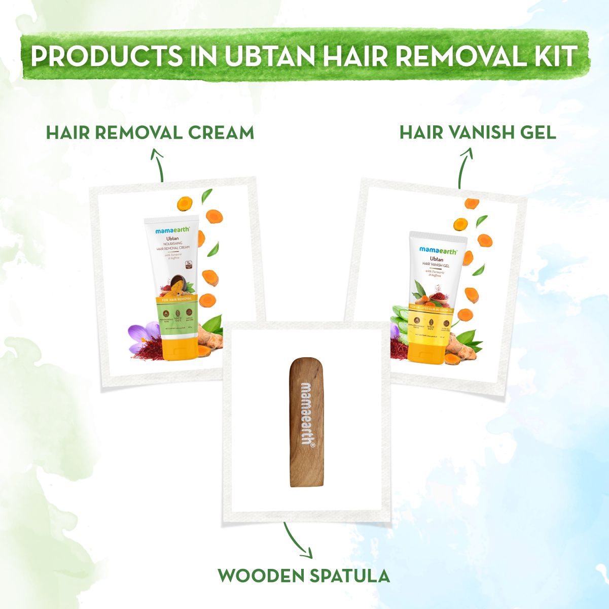 Mamaearth Ubtan Nourishing Hair Removal Kit With Turmeric & Saffron for Hair Removal & Growth Reduction, 100g + 50g - Image 5 - Buy from Indicrest