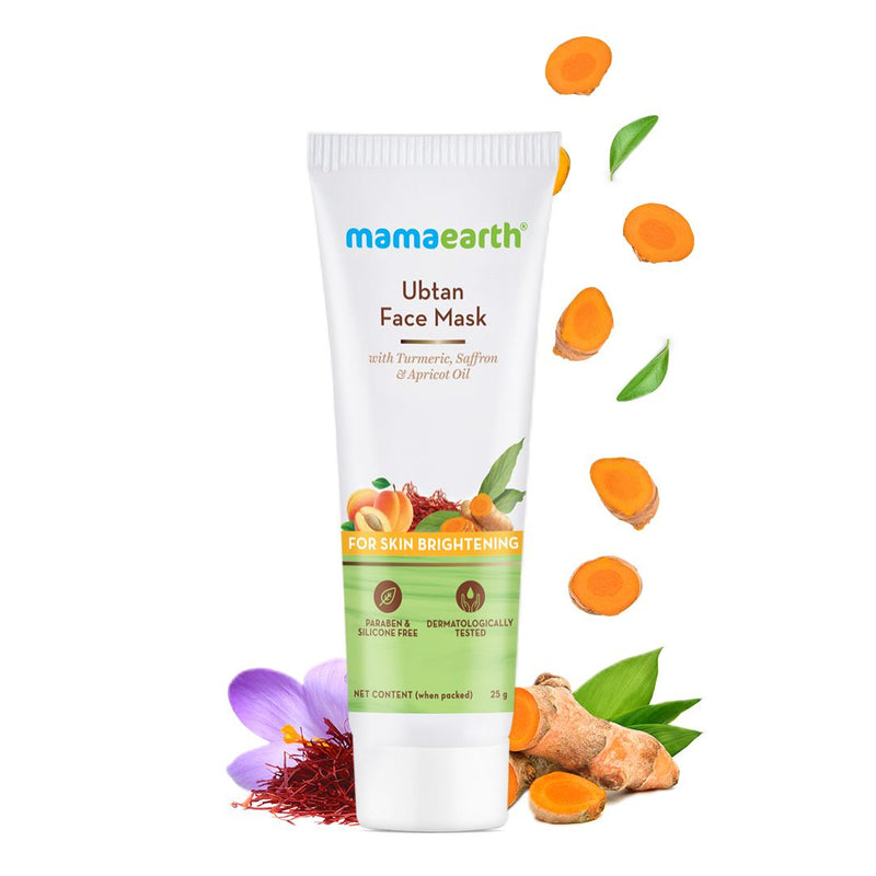 Mamaearth Ubtan Face Mask with Saffron & Turmeric for Skin Brightening and Tan Removal, 20g - Buy from Indicrest