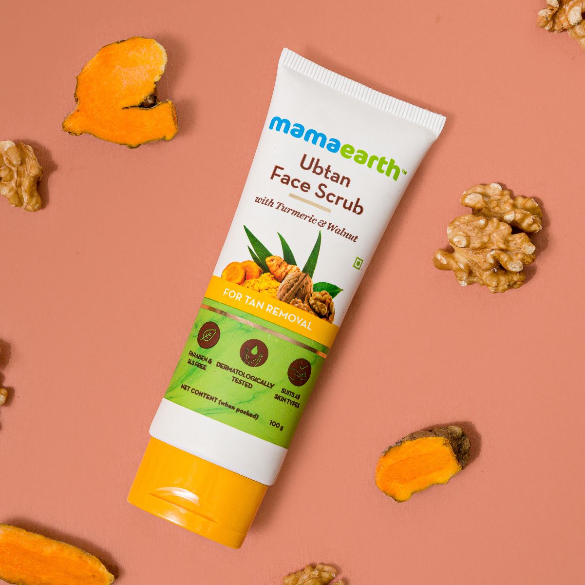 Mamaearth Ubtan Face Scrub with Turmeric and Walnut for Tan Removal, 100g - Image 2 - Buy from Indicrest