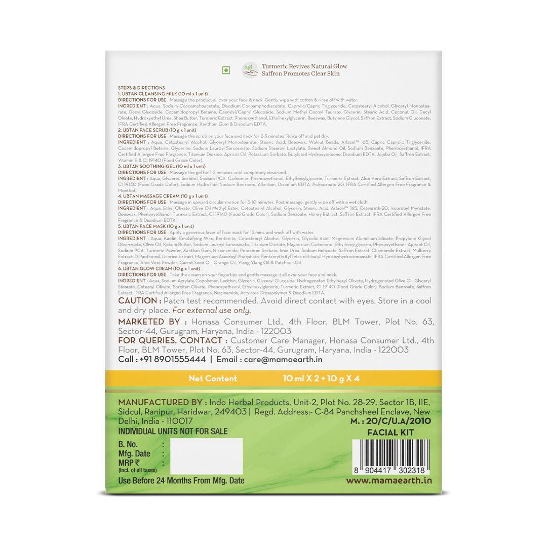 Mamaearth Ubtan Facial Kit with Turmeric & Saffron for Glowing Skin, 60g - Image 7 - Buy from Indicrest