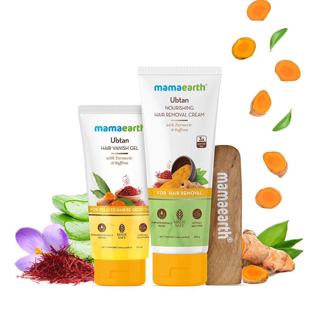 Mamaearth Ubtan Nourishing Hair Removal Kit With Turmeric & Saffron for Hair Removal & Growth Reduction, 100g + 50g - Buy from Indicrest