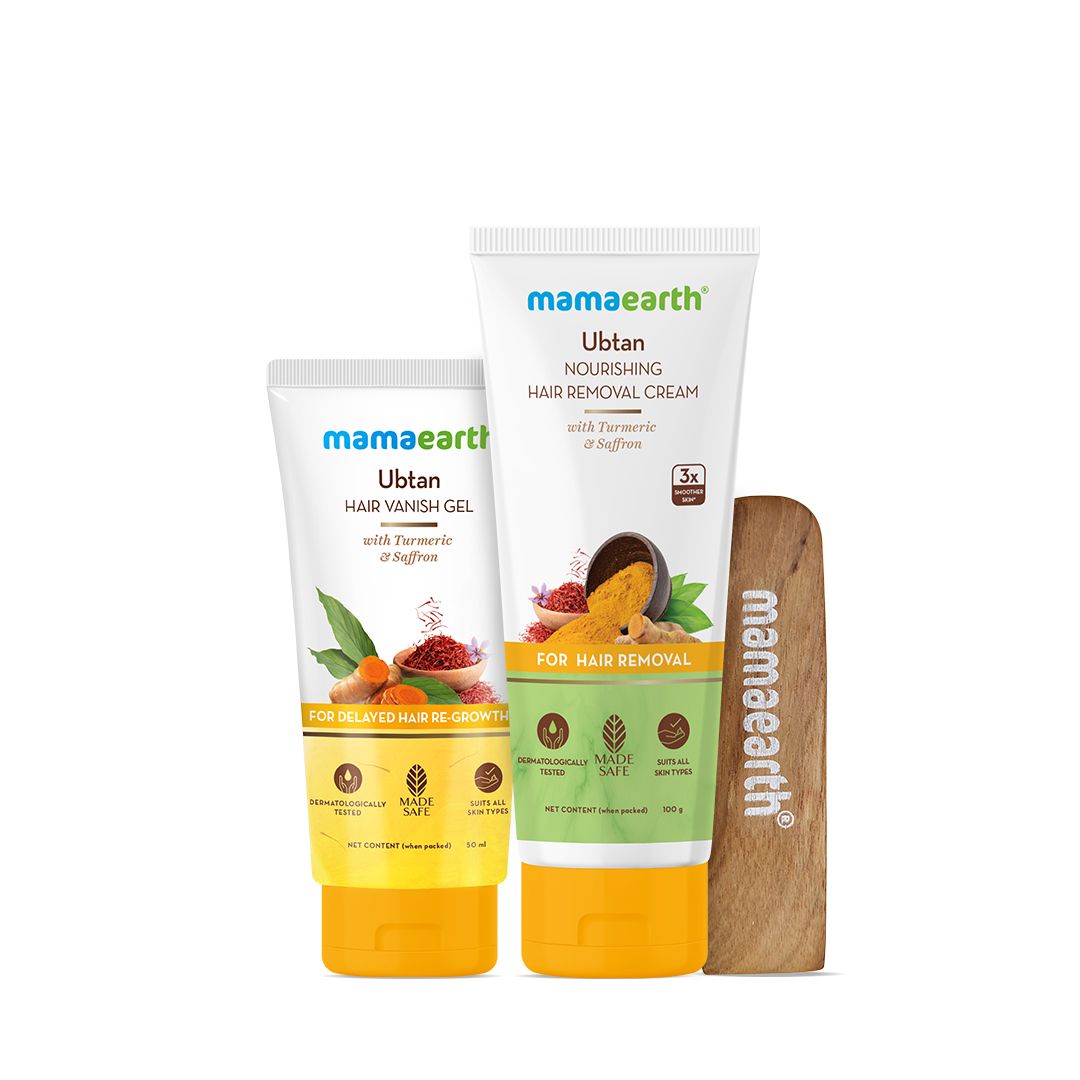 Mamaearth Ubtan Nourishing Hair Removal Kit With Turmeric & Saffron for Hair Removal & Growth Reduction, 100g + 50g - Image 7 - Buy from Indicrest
