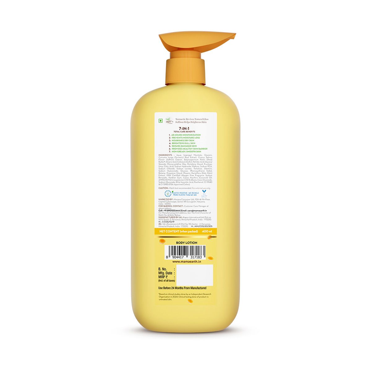 Mamaearth Ubtan Moisturizing Body Lotion with Turmeric & Saffron for Glowing Skin, 400ml - Image 8 - Buy from Indicrest