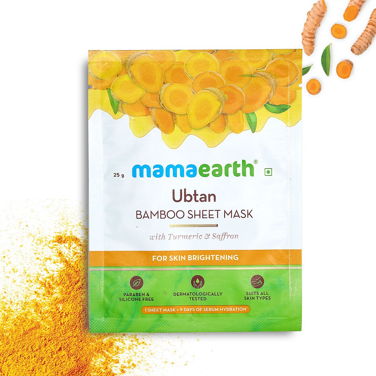 Mamaearth Ubtan Bamboo Sheet Mask with Turmeric and Saffron for Skin Brightening, 25g - Buy from Indicrest