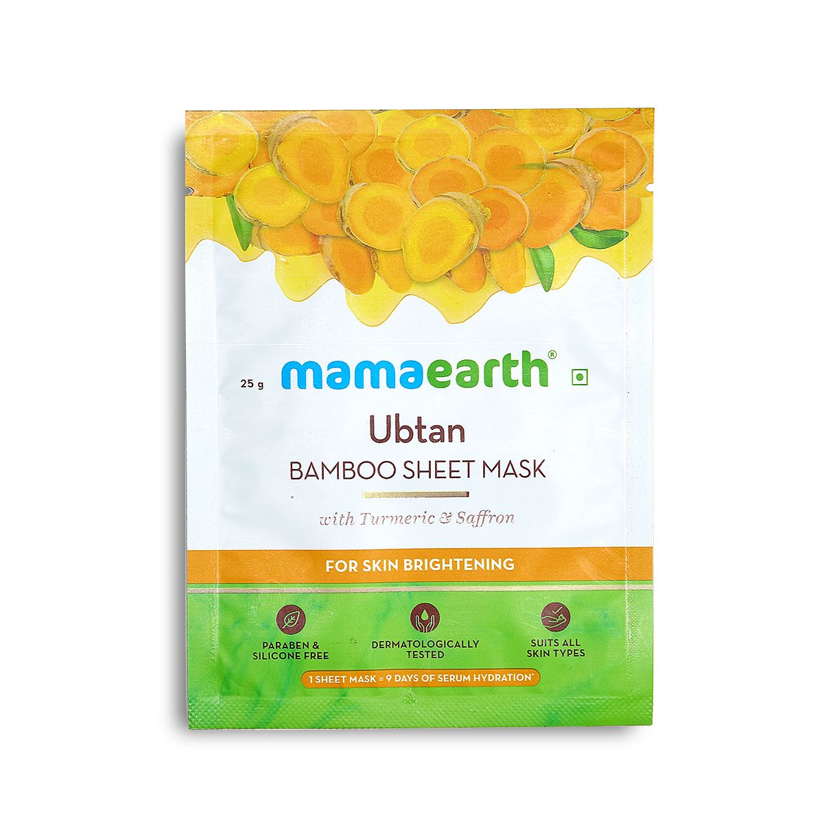 Mamaearth Ubtan Bamboo Sheet Mask with Turmeric and Saffron for Skin Brightening, 25g - Image 3 - Buy from Indicrest