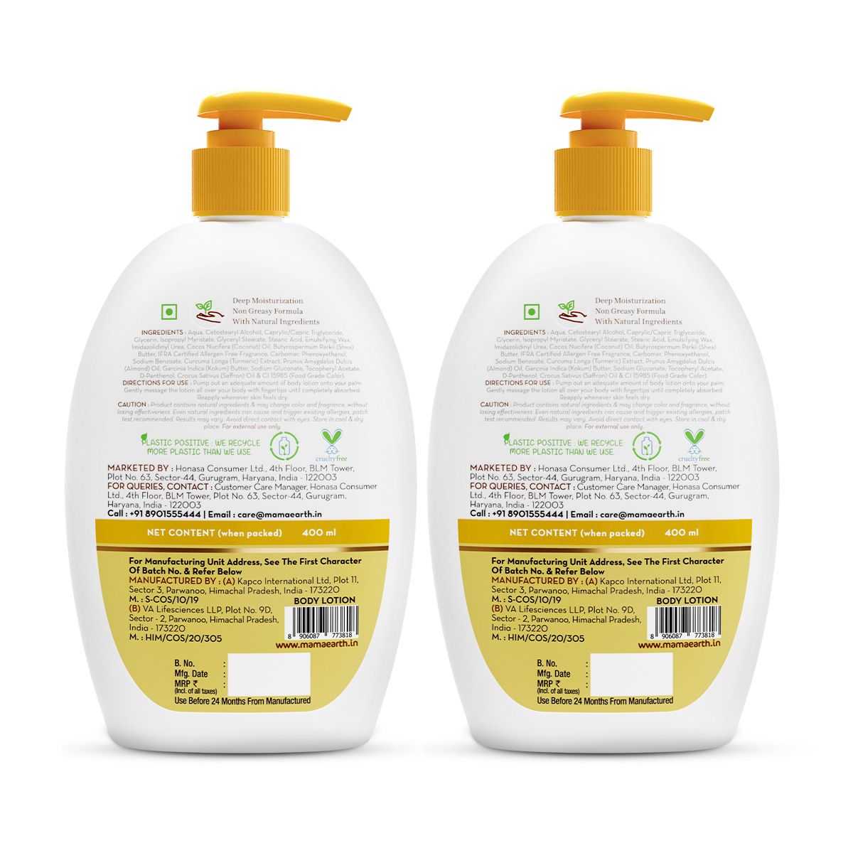 Mamaearth Ubtan Body Lotion with Turmeric & Kokum Butter for Glowing Skin, Pack of 2 X 400ml - Image 2 - Buy from Indicrest