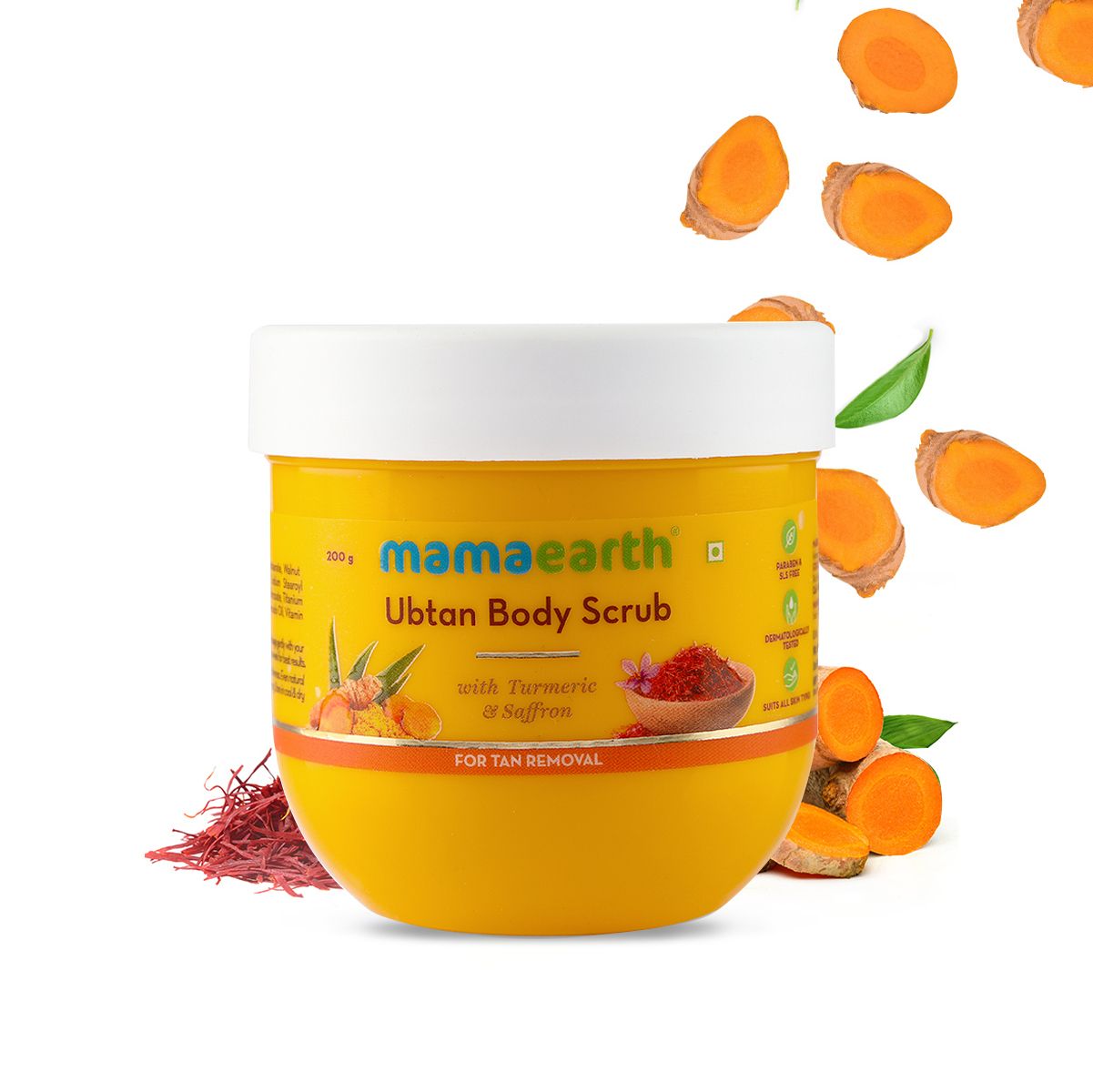 Mamaearth Ubtan Body Scrub with Turmeric and Saffron for Tan Removal, 200g - Buy from Indicrest