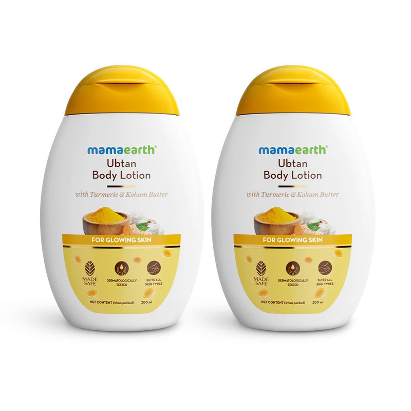 Mamaearth Ubtan Body Lotion with Turmeric & Kokum Butter for Glowing Skin, Pack of 2 X 200ml - Buy from Indicrest