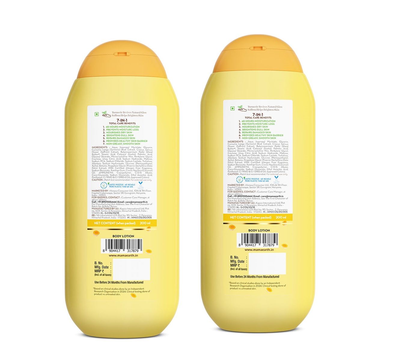 Mamaearth Ubtan Moisturizing Body Lotion with Turmeric & Saffron for Glowing Skin, Pack of 2 X 200ml - Image 7 - Buy from Indicrest