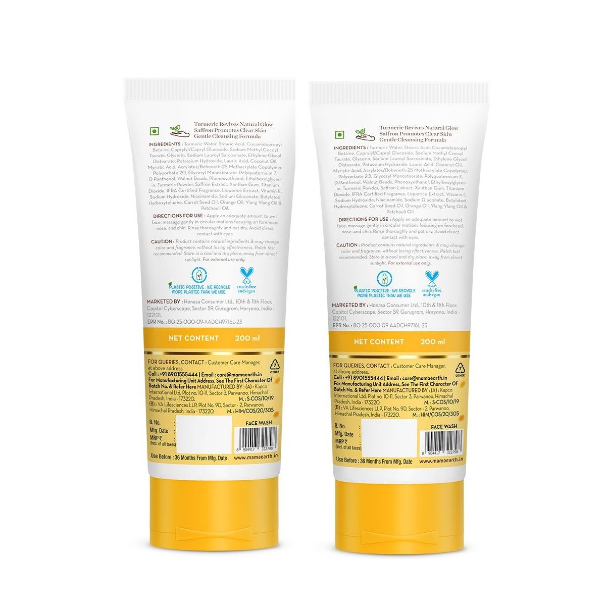 Mamaearth Ubtan Natural Glow Face Wash with Turmeric & Saffron for Tan Removal, Pack of 2 X 200ml - Image 7 - Buy from Indicrest