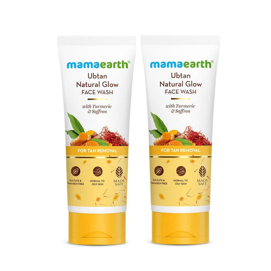 Mamaearth Ubtan Natural Glow Face Wash with Turmeric & Saffron for Tan Removal, Pack of 2 X 200ml - Buy from Indicrest