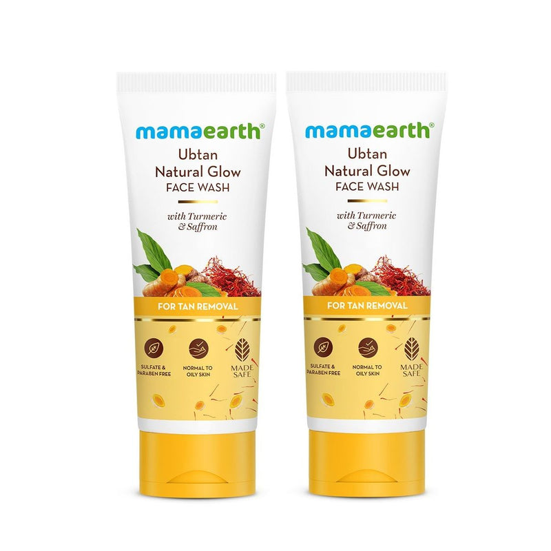 Mamaearth Ubtan Natural Glow Face Wash with Turmeric & Saffron for Tan Removal, Pack of 2 X 200ml - Buy from Indicrest