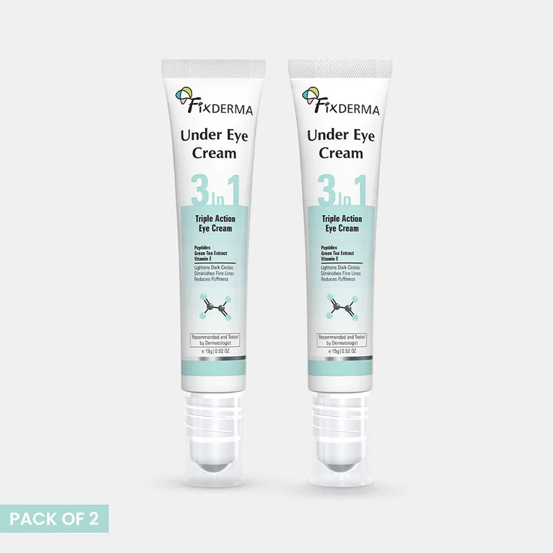 Fixderma Under Eye Roll On Cream Pack of 2 | Triple Action Eye Cream for dark circle, puffiness & fine lines, Under Eye Cream 2 X 15g - Buy from Indicrest
