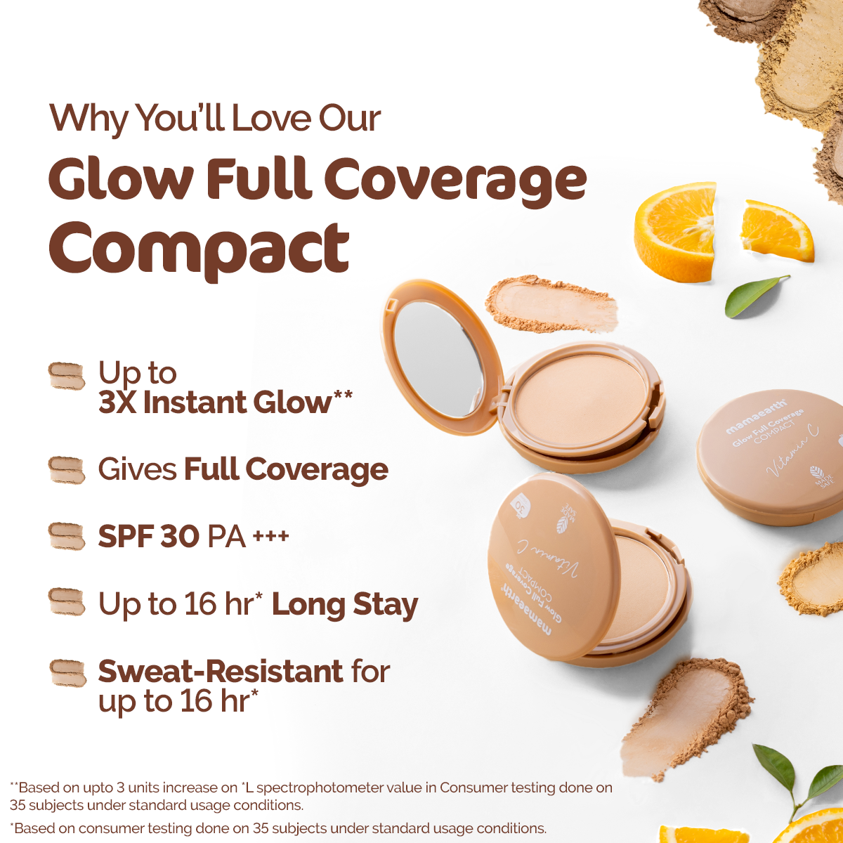 Mamaearth Glow Full Coverage Compact With SPF 30, 9g | Crme Glow - Image 5 - Buy from Indicrest