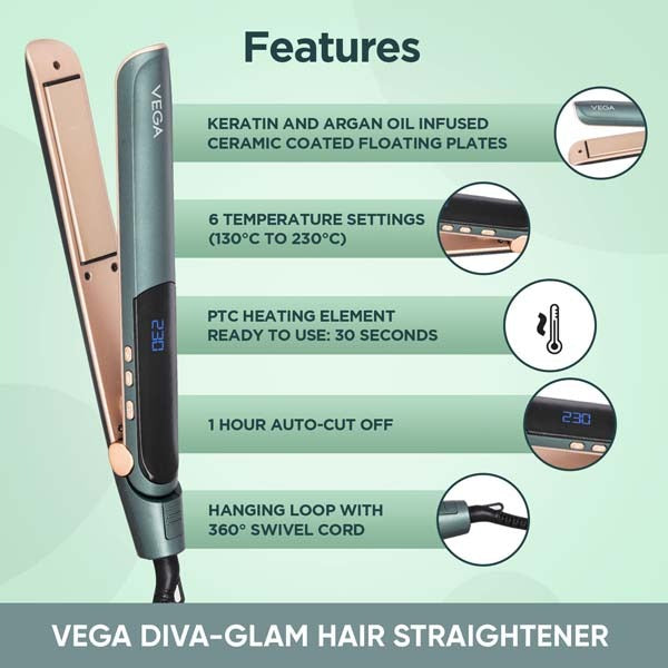 Vega Diva-Glam Hair Straightener - VHSH-38