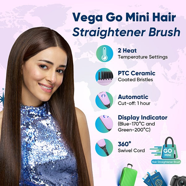 Vega Go Mini Hair Straightener Brush - VHSB-05