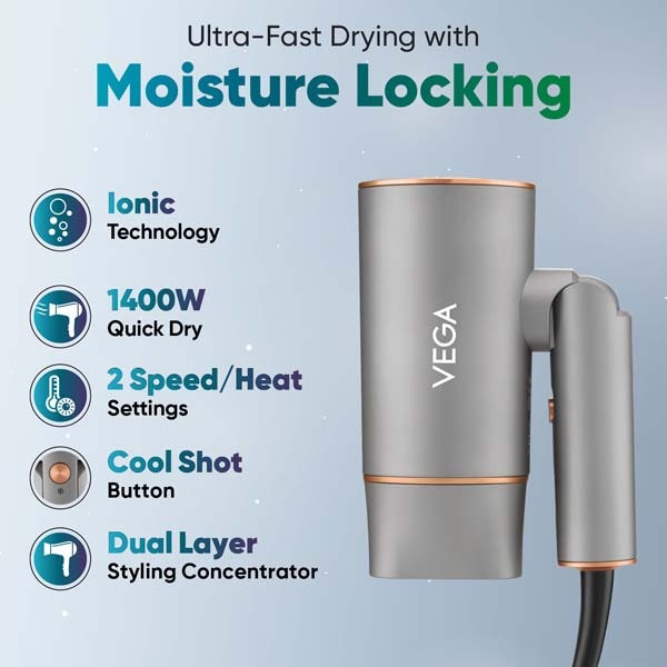 Vega Ionic 1200-1400 Watts Hair Dryer - VHDH-28