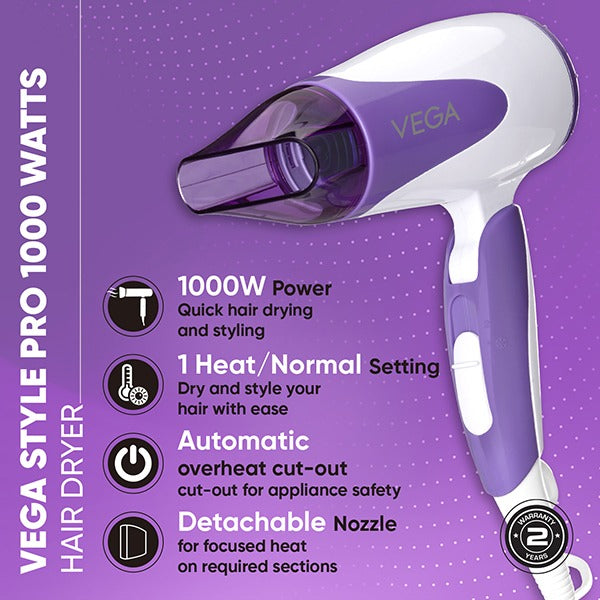 Vega Style Pro 1000-1200 Watts Hair Dryer - VHDH-27