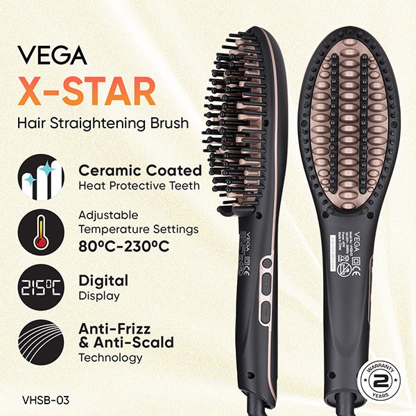 Vega X-Star Hair Straightening Brush - VHSB-03
