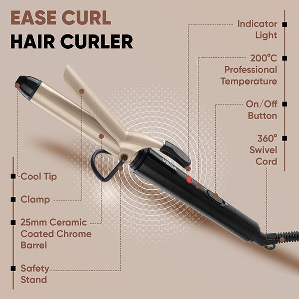 Vega Ease Curl Hair Curler (25MM Barrel) - VHCH-02