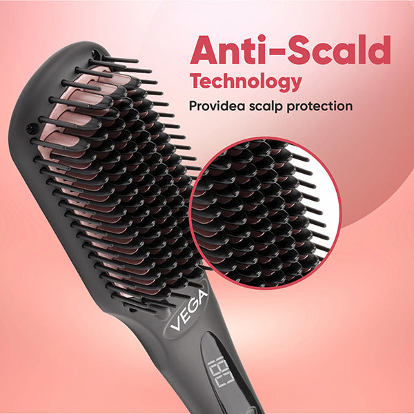 Vega Black-Shine Hair Straightening Brush-VHSB-04