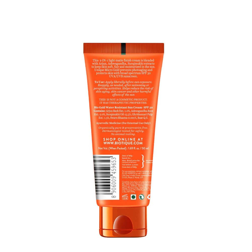 Biotique Sun Shield Micro Gold Matte Cream 30+ SPF Uav Sunscreen Ultra Protective Oil Control, 50ml - Image 2 - Buy from Indicrest