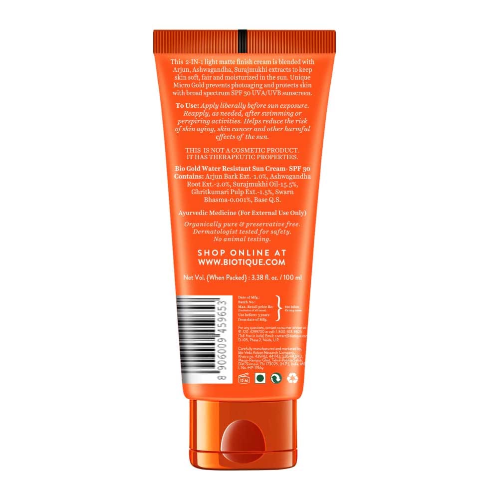 Biotique Sun Shield Micro Gold Matte Cream SPF 30 Uva/Uvb, 100ml - Image 3 - Buy from Indicrest