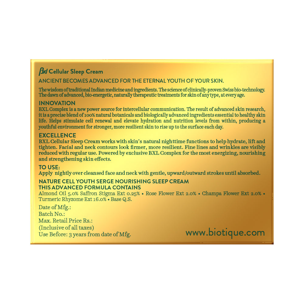 Biotique Anti-Age Bxl Cellular Sleep Cream, 50g - Image 2 - Buy from Indicrest