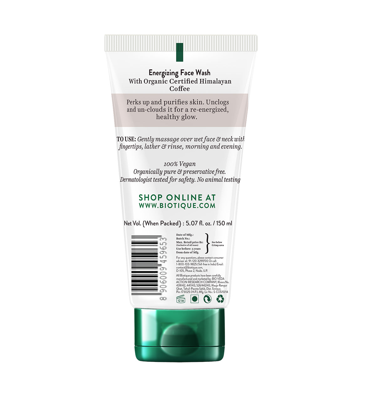 Biotique Coffee Energizing face wash, 150ml - Image 2 - Buy from Indicrest