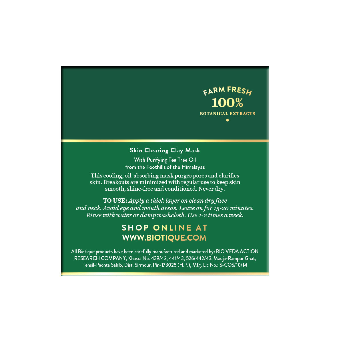 Biotique Tea Tree skin clearing clay mask, 70g - Image 2 - Buy from Indicrest