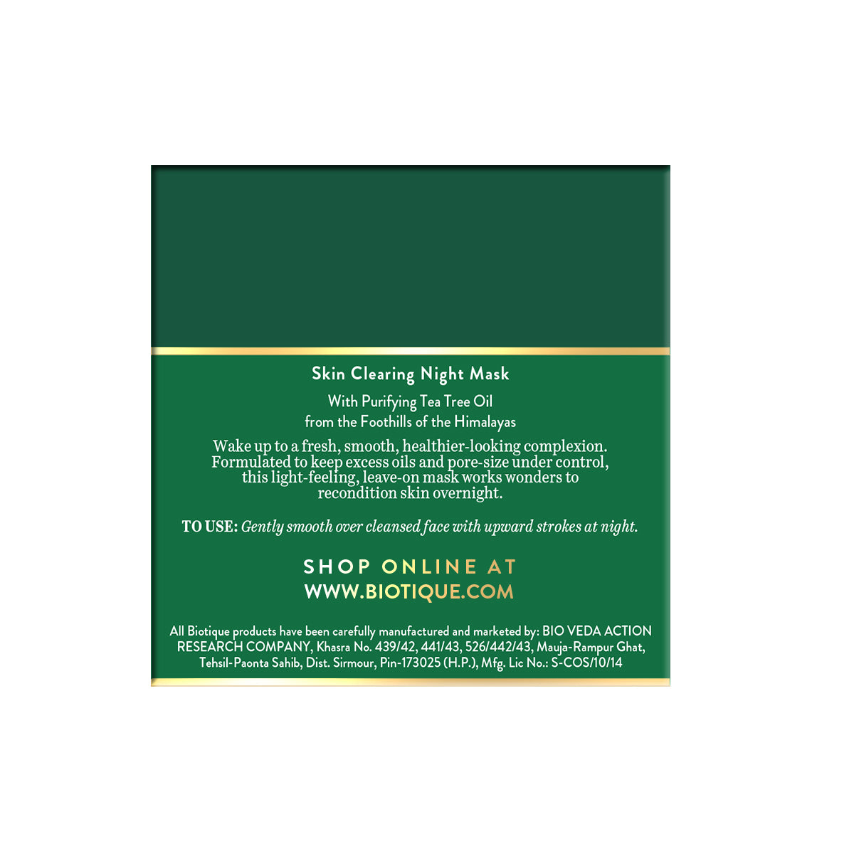 Biotique Tea Tree skin clearing Night mask, 50g - Image 2 - Buy from Indicrest