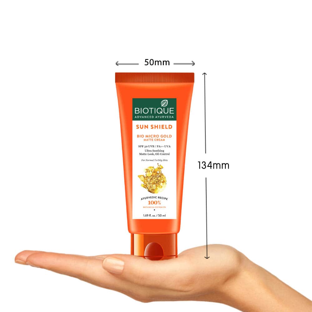 Biotique Sun Shield Micro Gold Matte Cream 30+ SPF Uav Sunscreen Ultra Protective Oil Control, 50ml - Image 3 - Buy from Indicrest