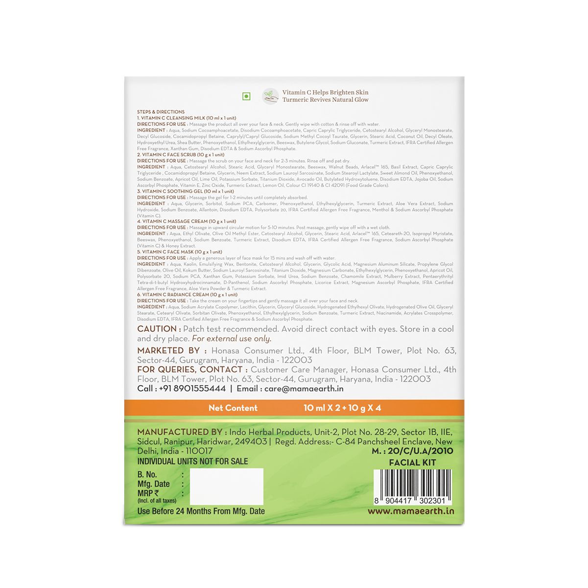 Mamaearth Vitamin C Facial Kit with Vitamin C & Turmeric for Skin Illumination, 60g - Image 7 - Buy from Indicrest
